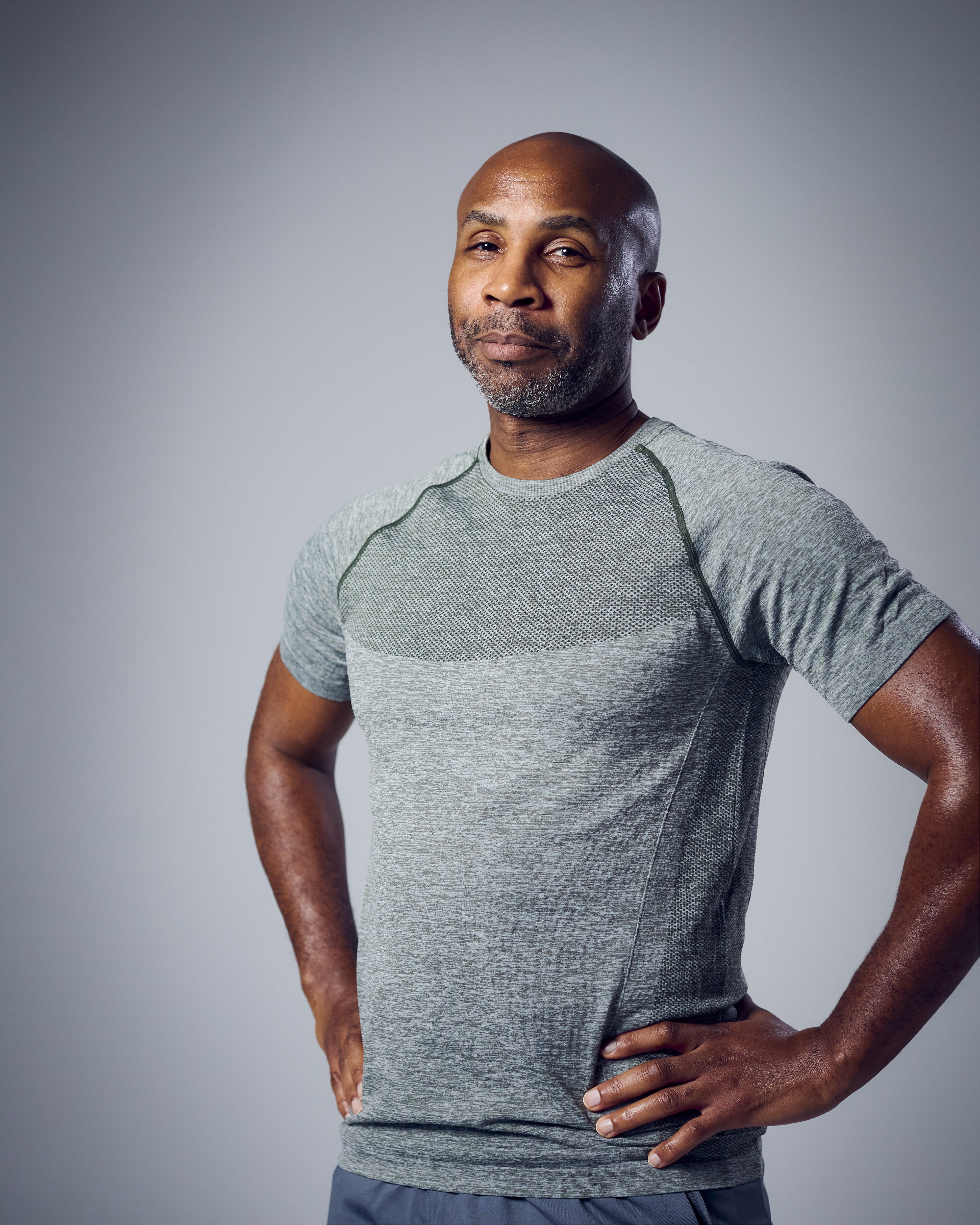 Focused mature athlete